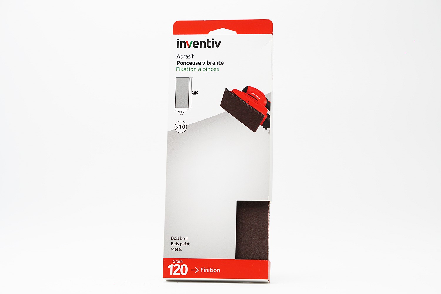 10 Patins non perforé 115x280mm Grain 120 - INVENTIV